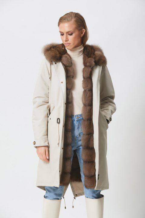 Beige Parka with Sable Interior