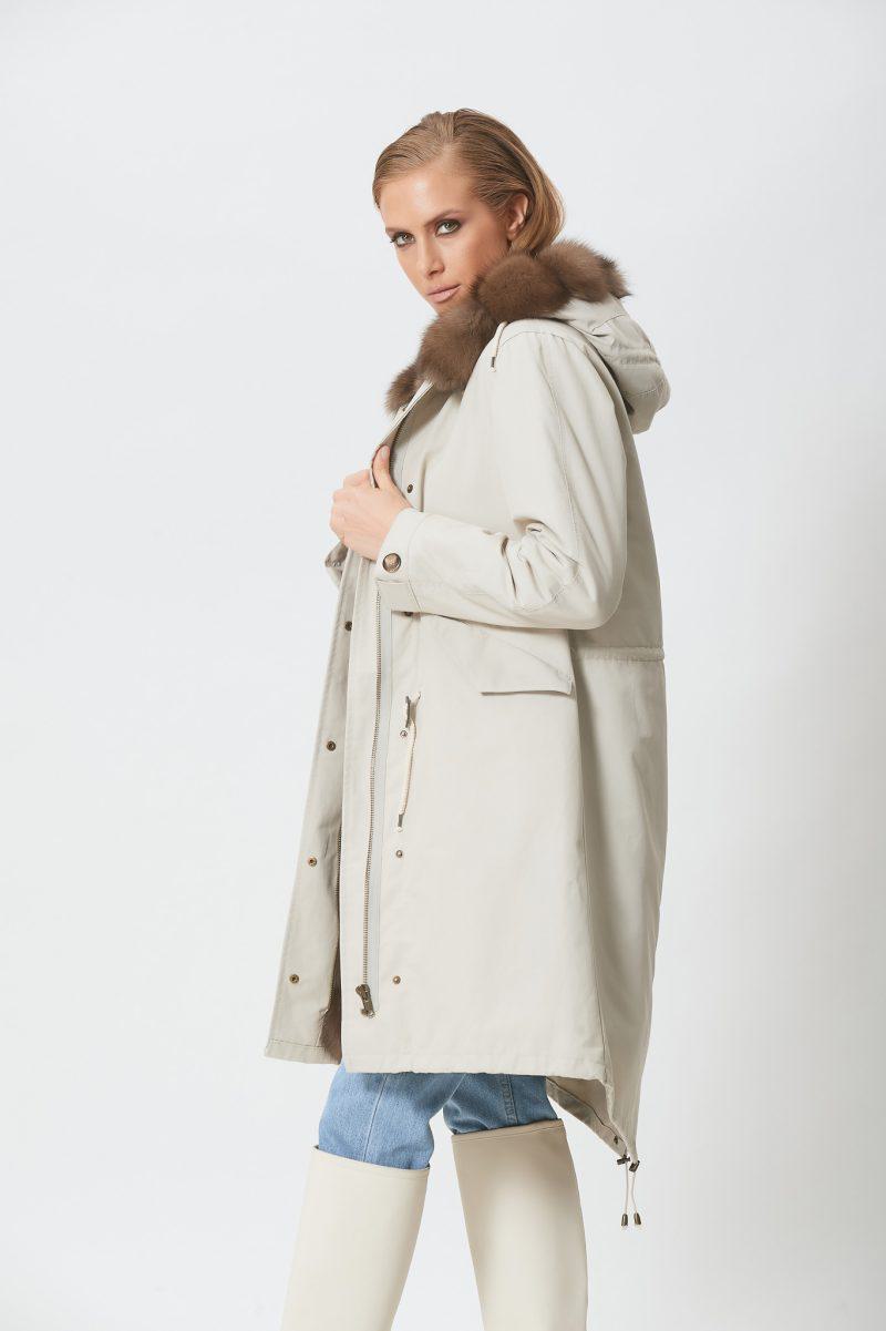 Beige Parka with Sable Interior