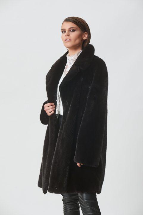 Black Mink Jacket with Classic Rever Collar