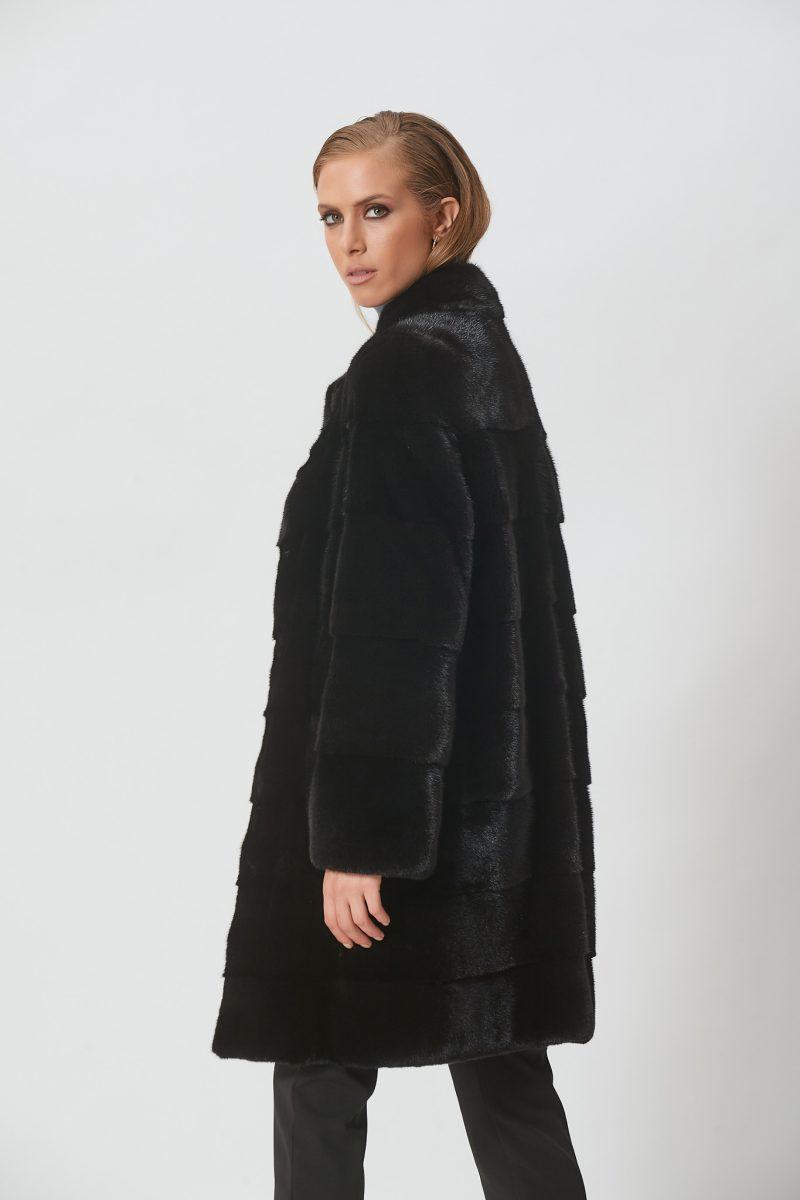 Black Mink Jacket with Stand Collar