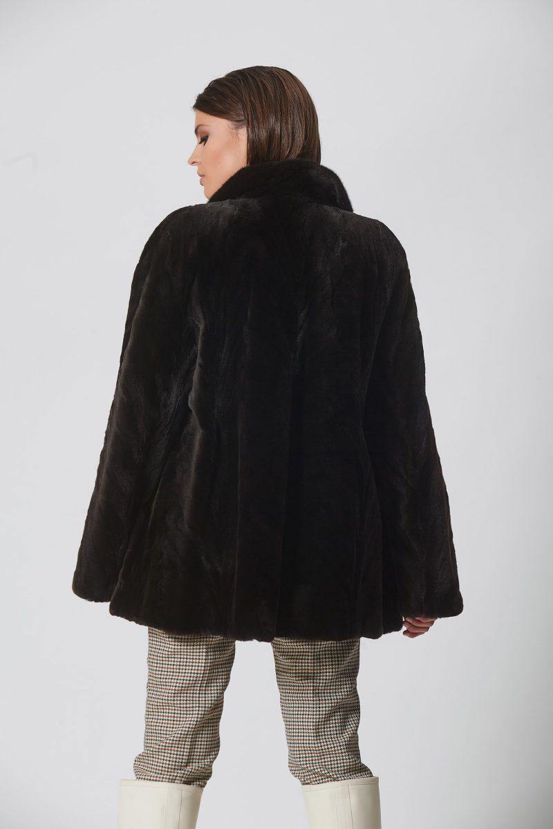 Black Sheared Mink Sections Short Jacket