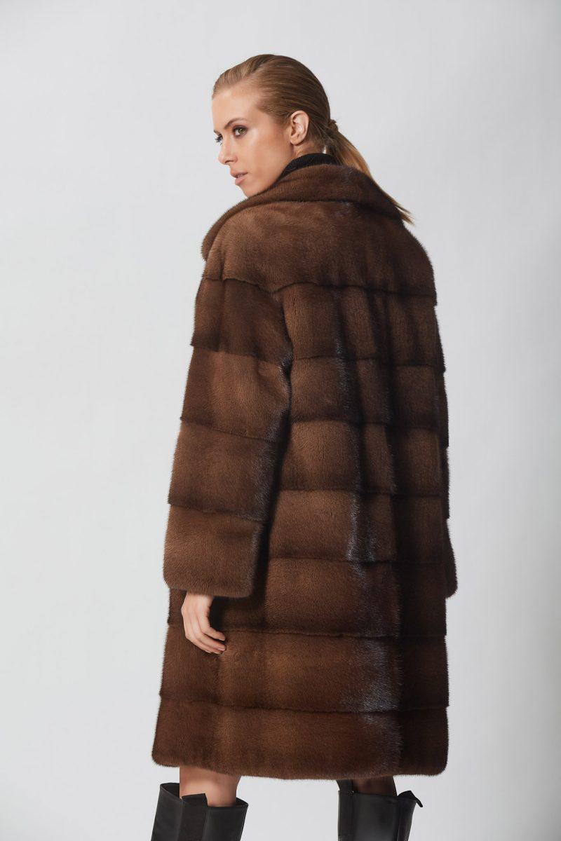 Brown Mink Jacket with Rever Collar