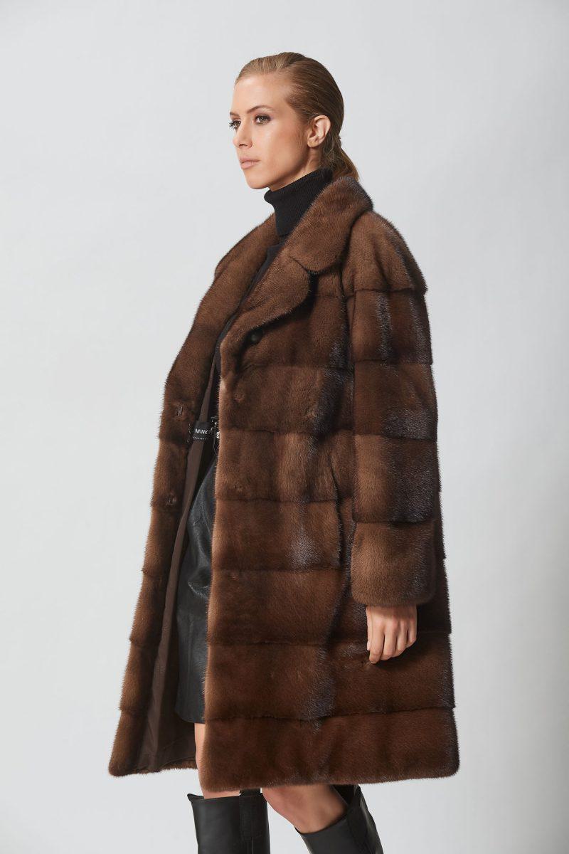 Brown Mink Jacket with Rever Collar