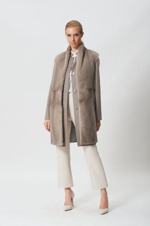 Gray Loro Piana Cashmere Jacket with Silver Blue Mink Vest