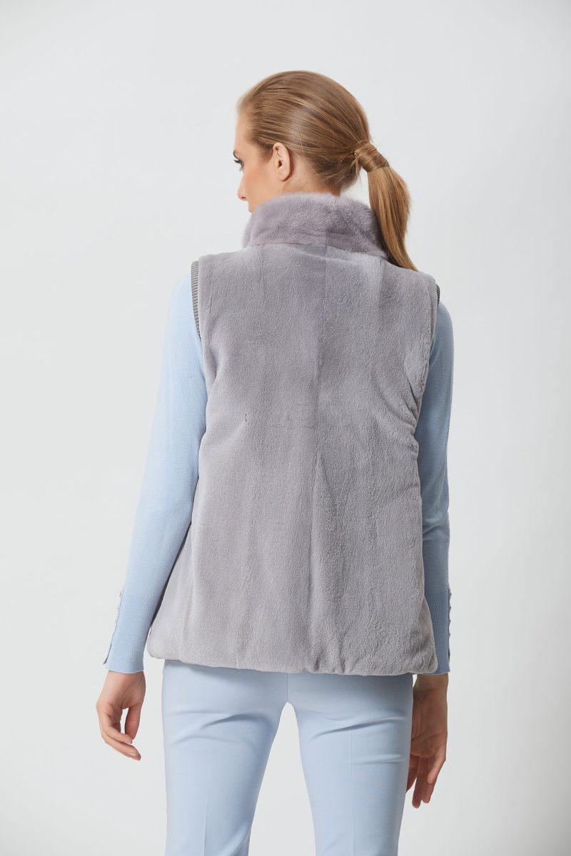 Light Gray Short Sheared Mink Reversible Vest