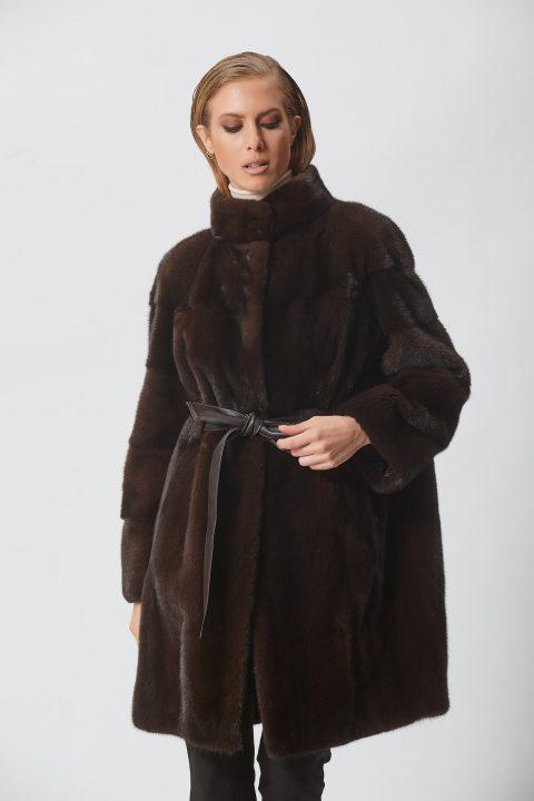 Black Mink Jacket with Stand Collar