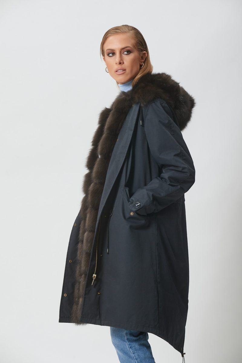Navy Blue Parka with Sable Interior