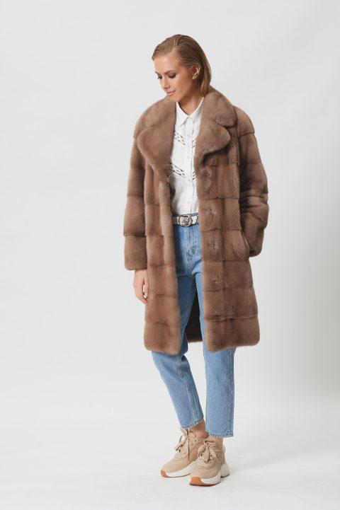 Pastel Mink Jacket with Rever Collar