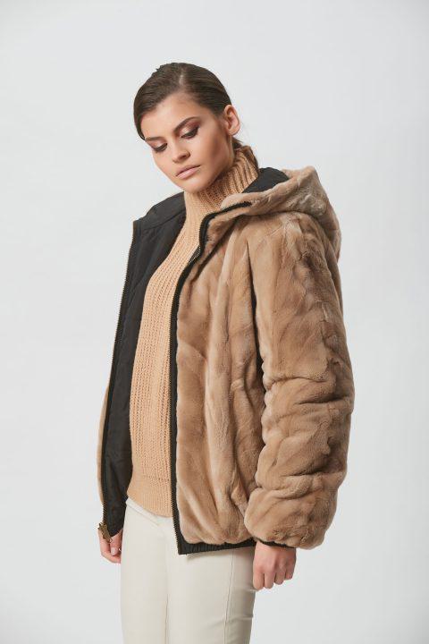 Pastel Mink Sections Sheared Reversible Jacket