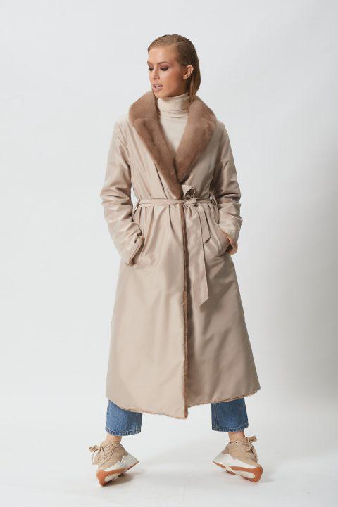 Pastel Sheared Mink Sections Reversible Coat