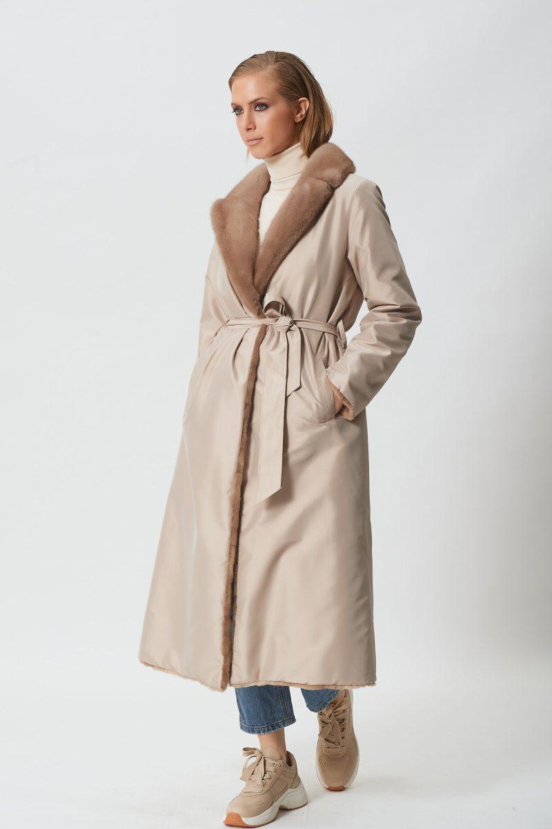 Pastel Sheared Mink Sections Reversible Coat