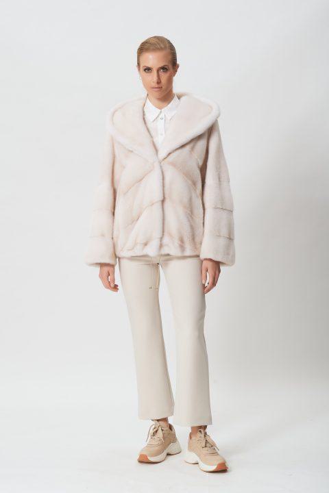 Pearl Mink Short Relaxed Fit Jacket with Hood