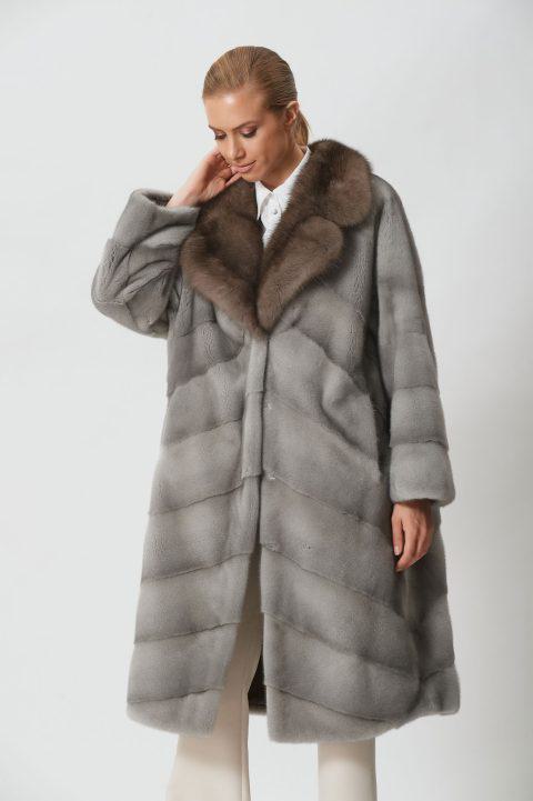Sapphire Mink Coat with Sable Collar