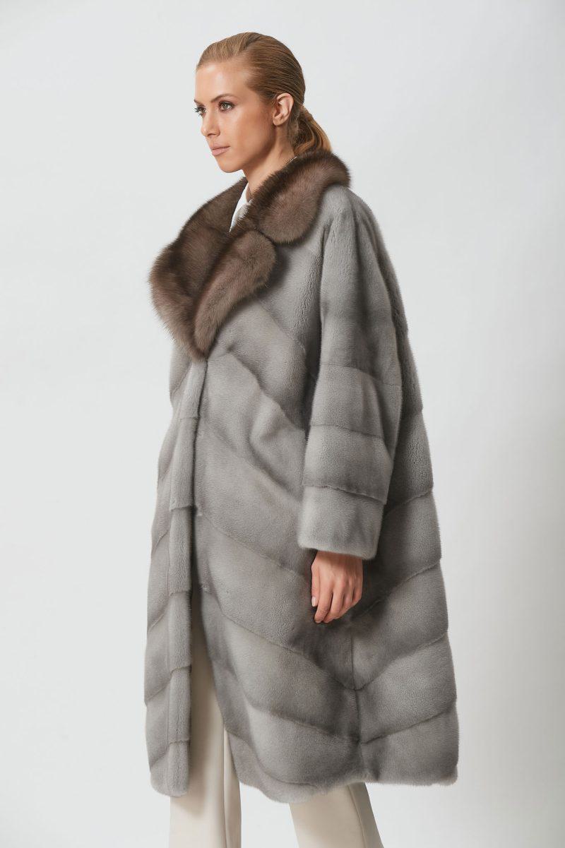 Sapphire Mink Coat with Sable Collar