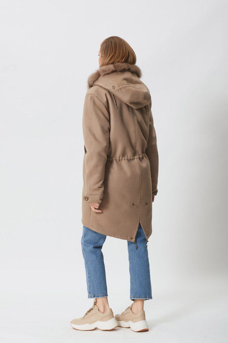 Light Brown Loro Piana Cashmere Parka with Sable Interior