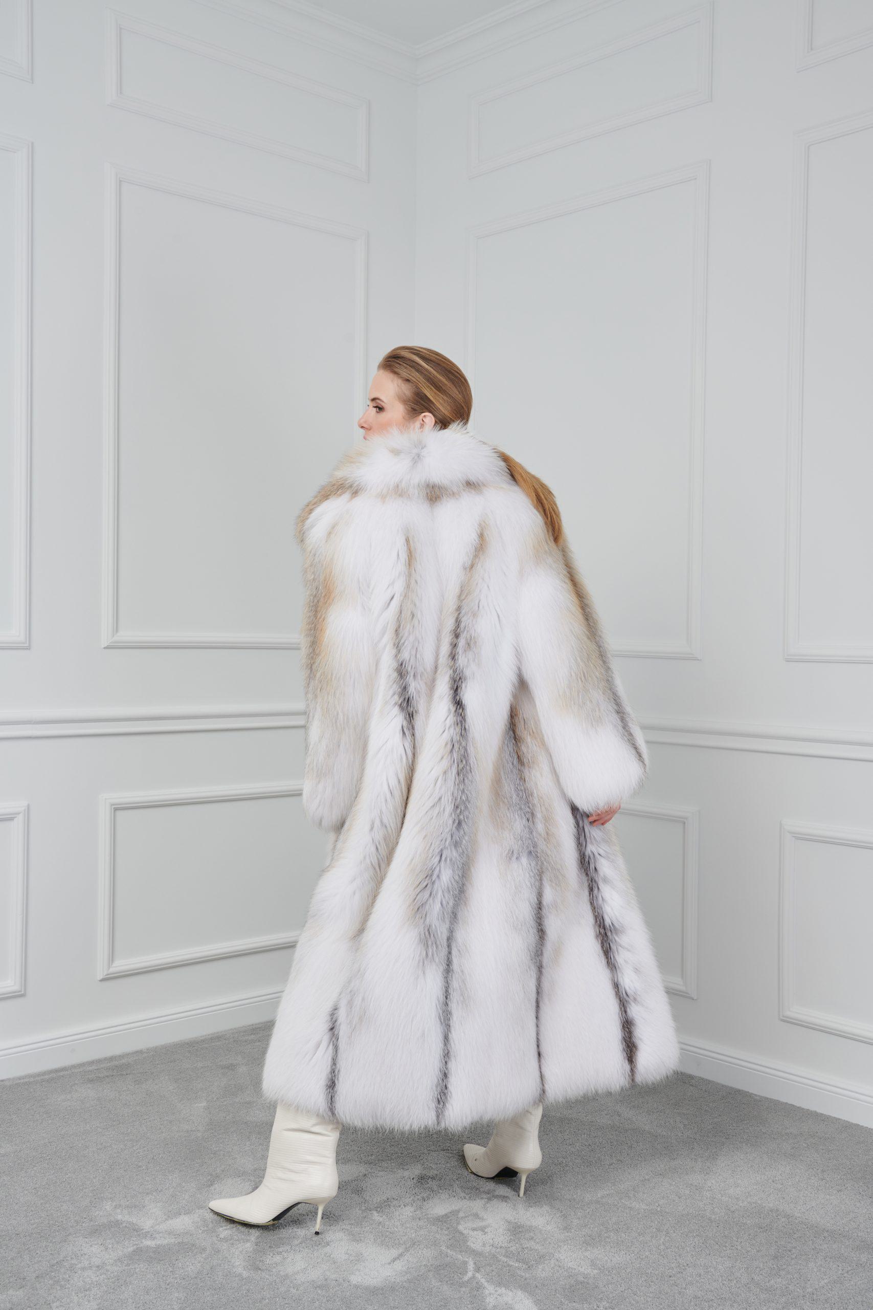 Arctic Gold Fox Long Coat with Rever Collar - Shopifur