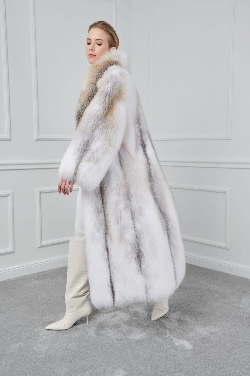 Arctic Gold Fox Long Coat with Rever Collar