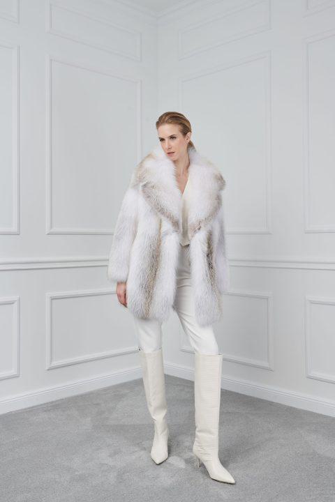 Arctic Gold Fox Jacket with Rever Collar