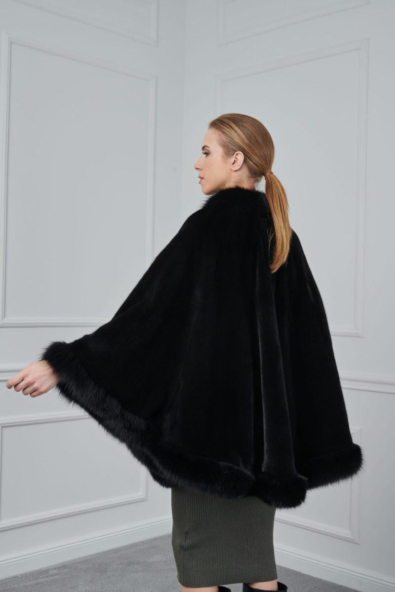 Black Mink Cape with Fox