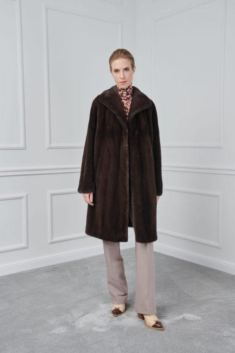 Brown Mink Jacket with Wing Collar