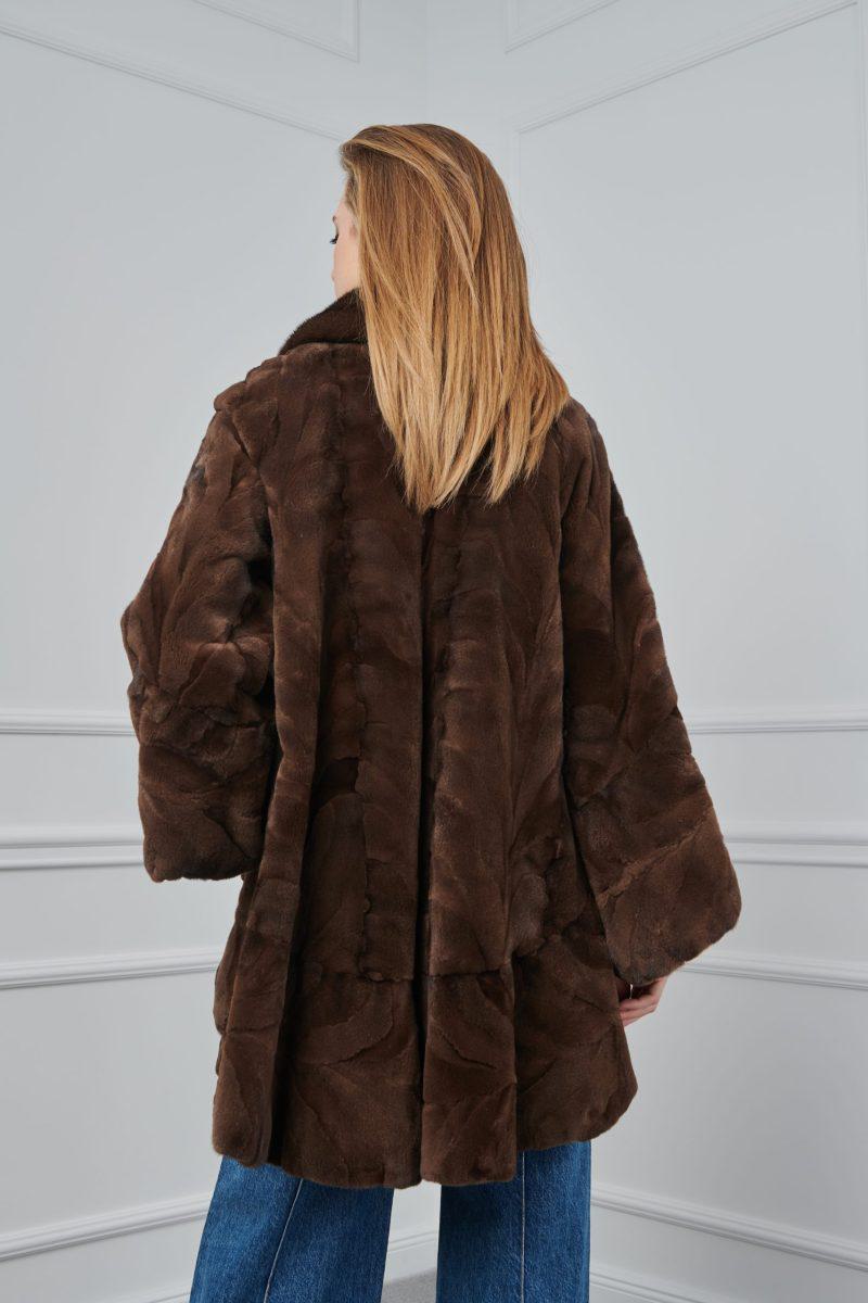 Brown Sheared Mink Sections Jacket