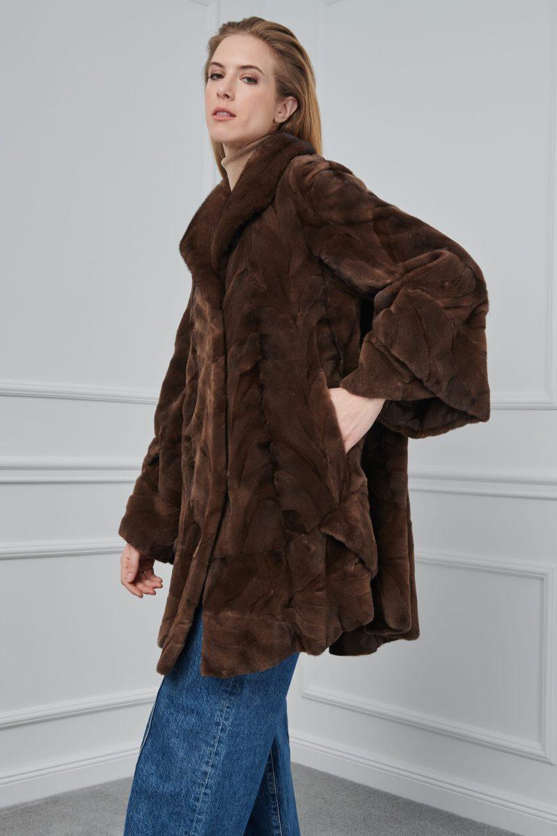 Brown Sheared Mink Sections Jacket