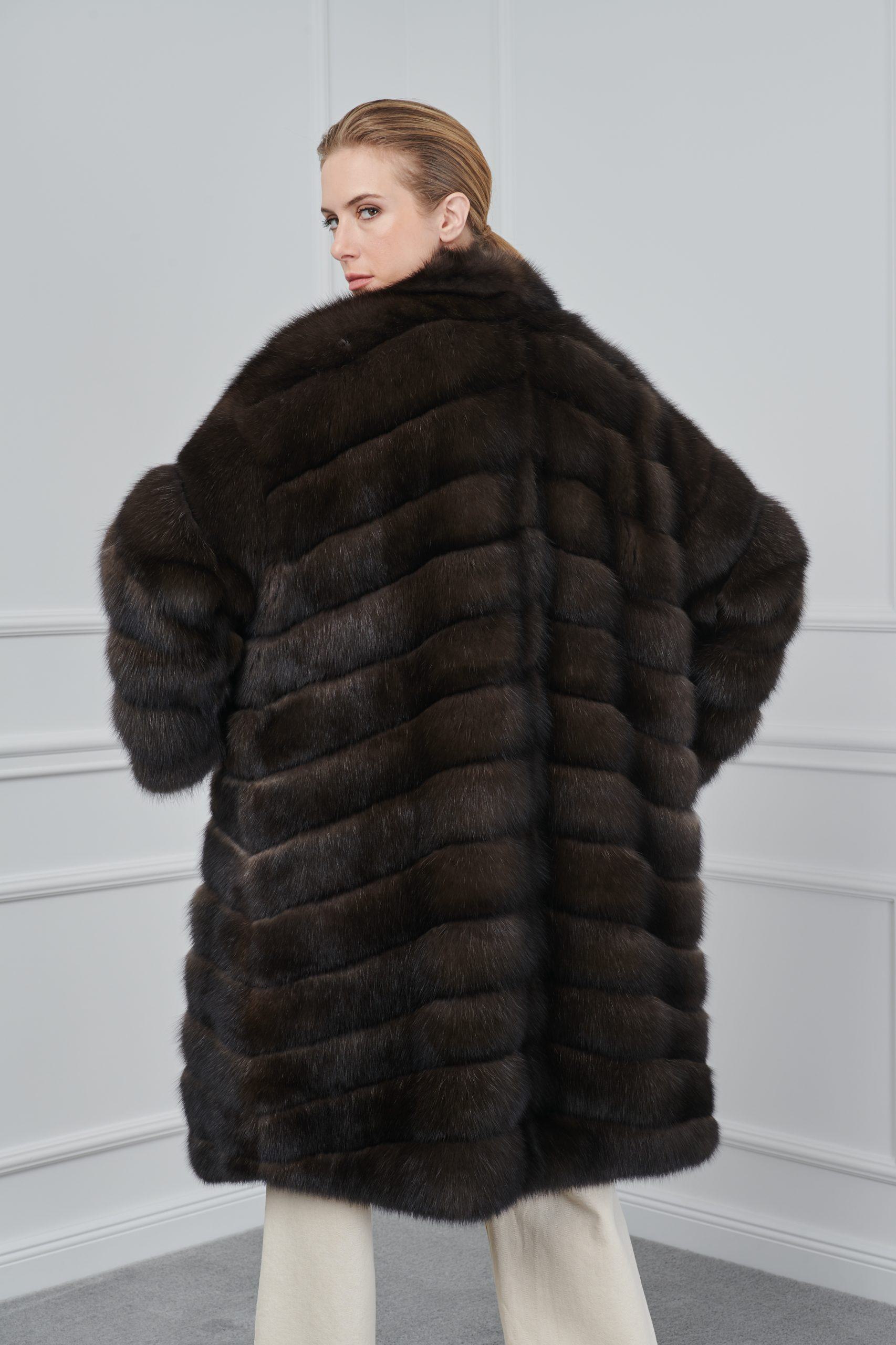 Dark Sable Coat with Wing Collar | Shopifur
