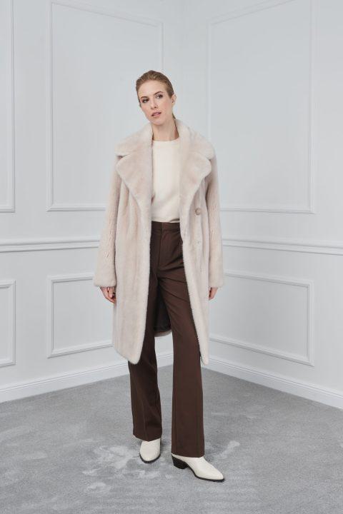 Ivory Mink Coat with Rever Collar