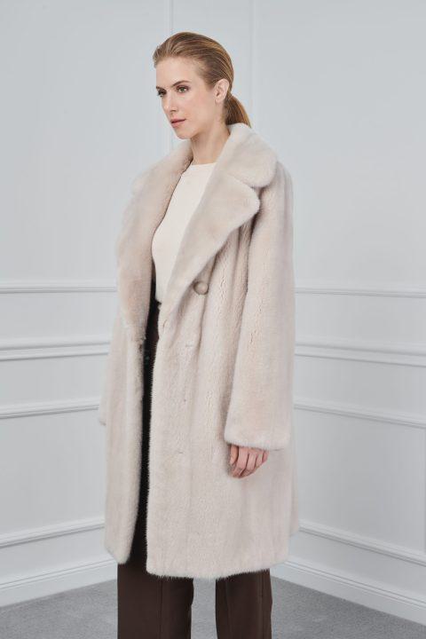 Ivory Mink Coat with Rever Collar