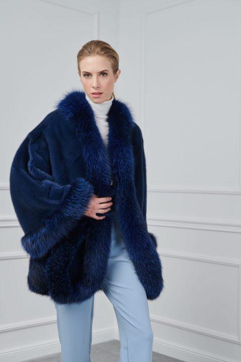 Jeans Mink Cape With Fox
