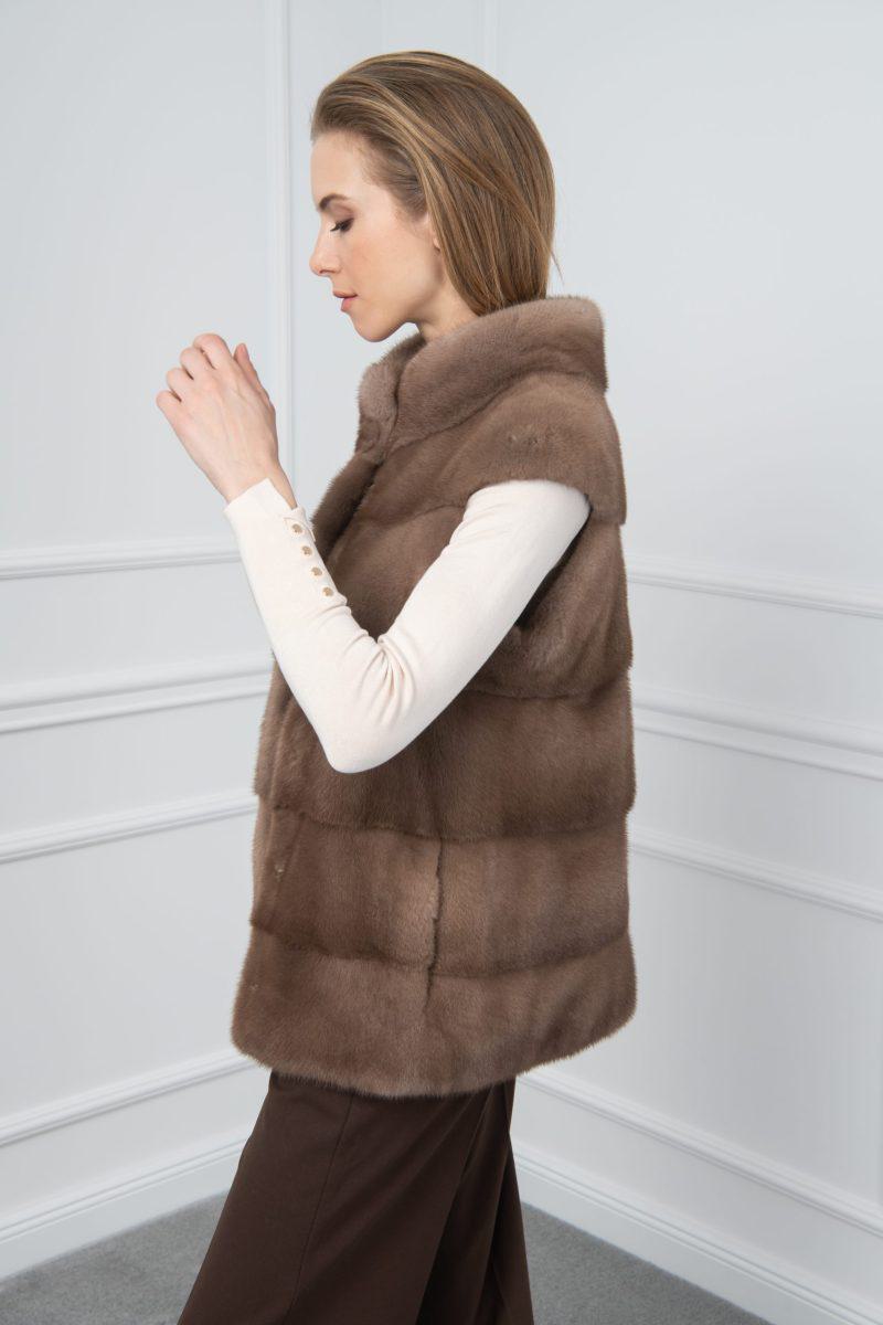 Pastel Mink Vest with Stand Collar