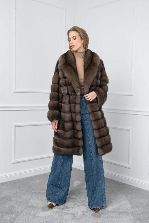 Sable Platinum Coat with Wide Shawl Collar