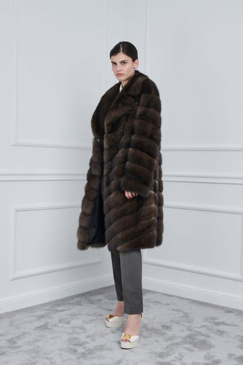 Sable Silvery Coat with Rever Collar