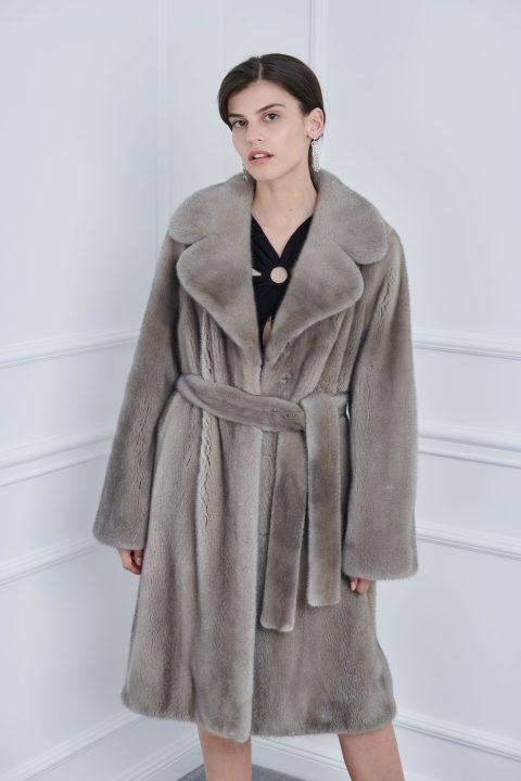 Silver Blue Mink Coat with Rever Collar