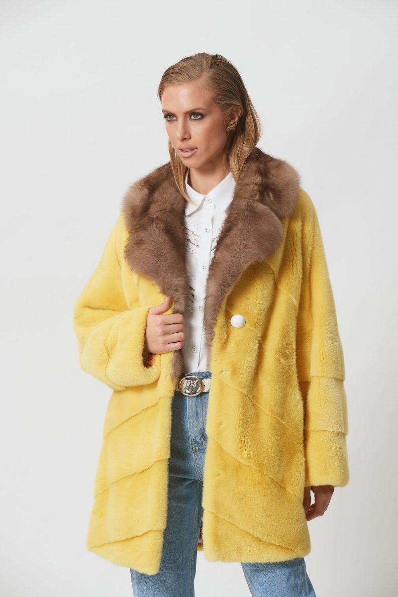 Colorful fur coats yellow