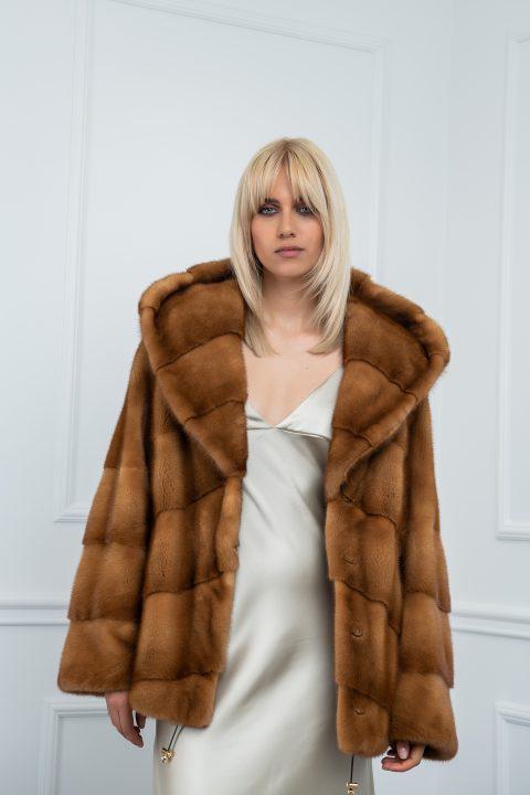 Gold Mink Jacket with Hood