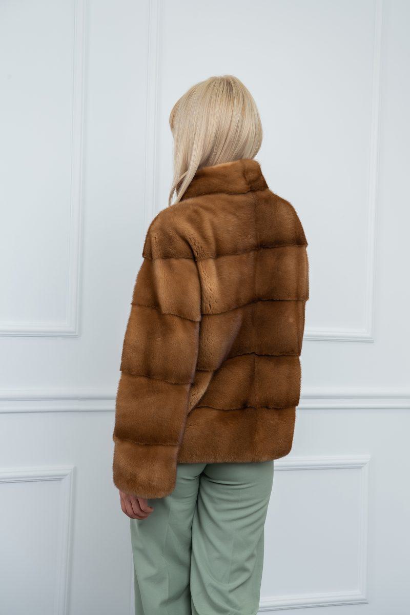 Gold Mink Jacket with Stand Collar