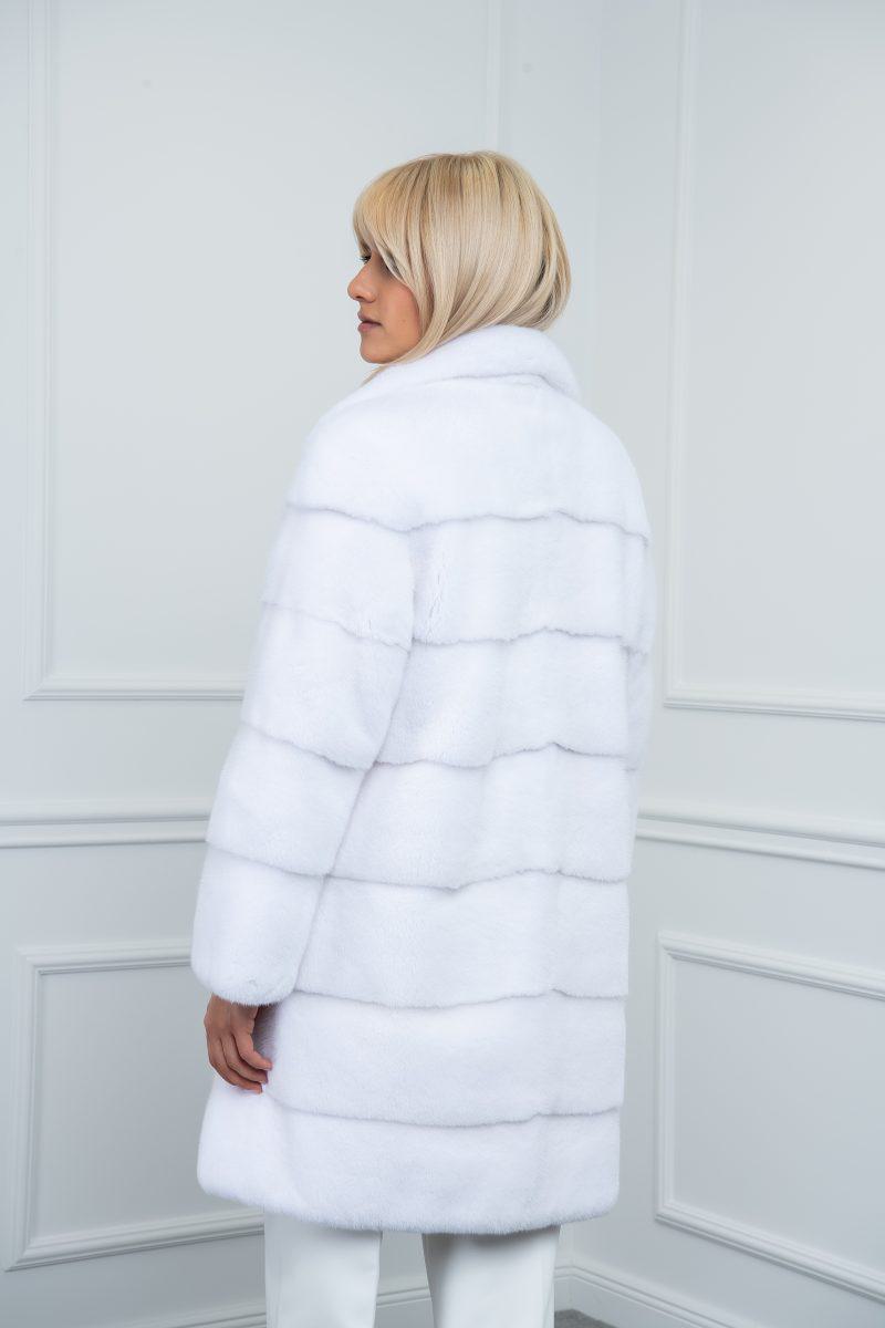 White Mink Jacket with Rever Collar