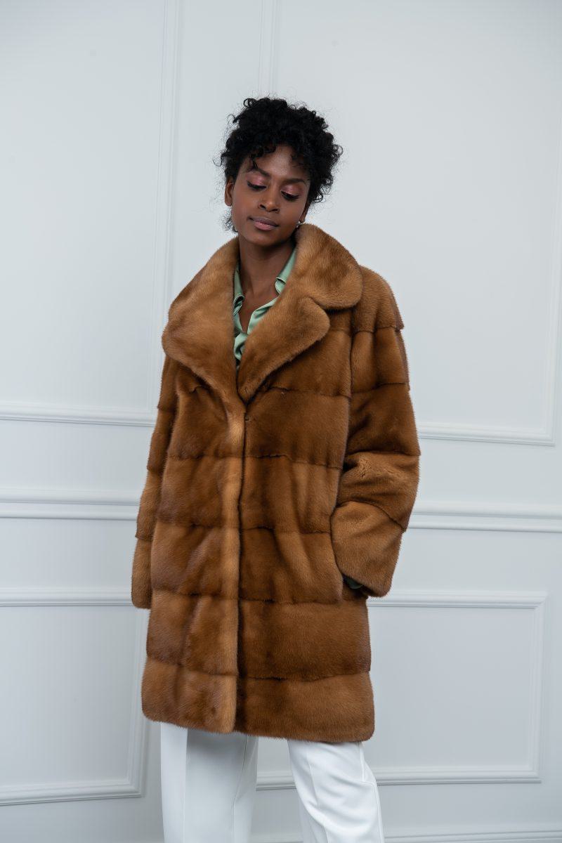Gold Mink Jacket with Rever Collar