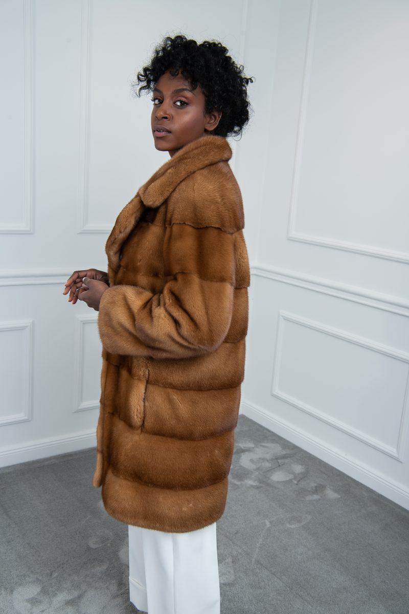 Gold Mink Jacket with Rever Collar